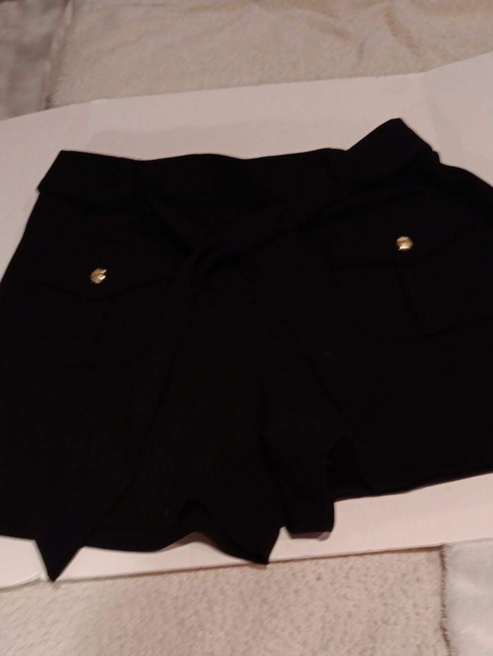 NYCC High-Waist Black Women's Shorts with Front Flap Pockets